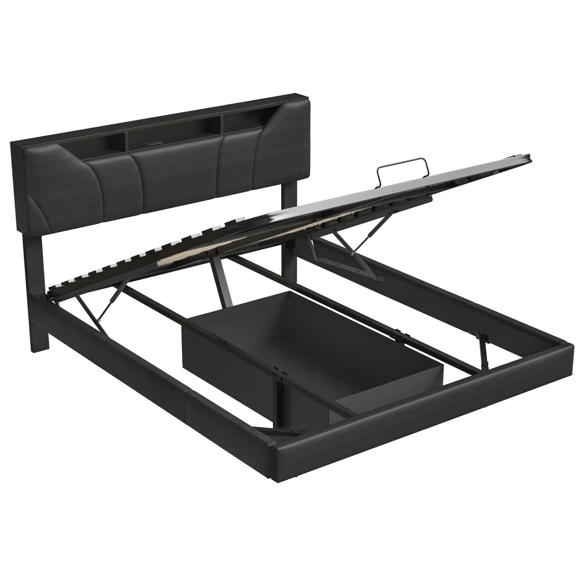 Tweepersoonsbed 140x200 met LED‑verlichting, USB‑poorten en royale opbergruimte
