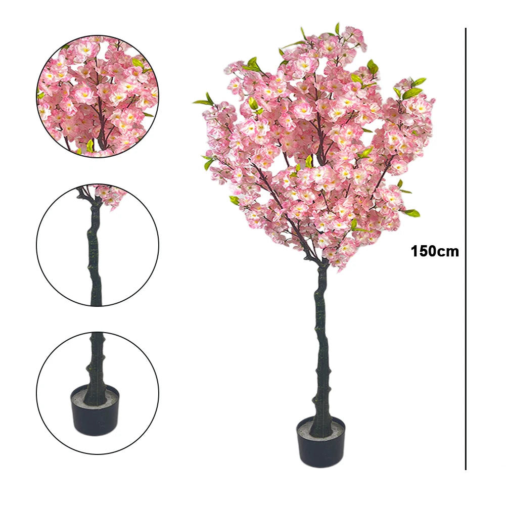 Kunstmatige Kersenbloesemboom 150 cm in Pot – Realistische Sakura Kunstboom voor Binnen, Woonkamer & Kantoor Decoratie
