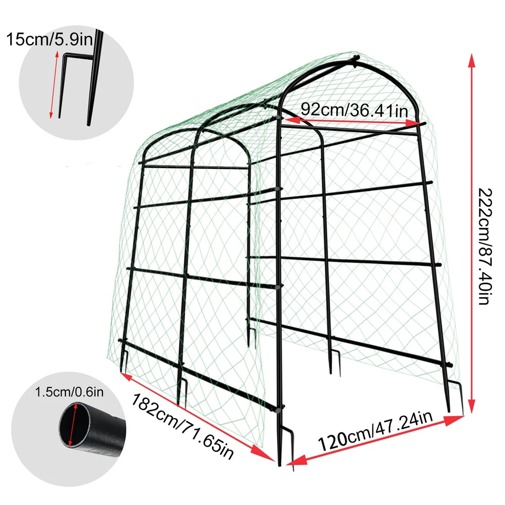 U-vormig Metalen Tuinklimrek voor Planten en Groenten – Sterk Klimrek met Nylon Net | 150KG Draagkracht | Duurzaam Tuinrek