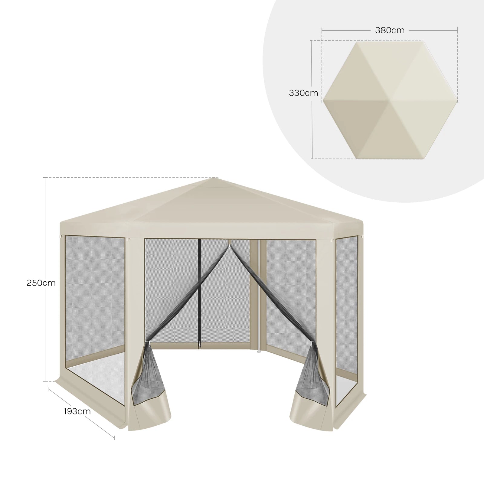 Tuinpaviljoen 3,8 x 3,3 m met Klamboe – Tuinhuisje met Mesh Zijwanden, UV-Bescherming & Luifel voor Tuin en Terras
