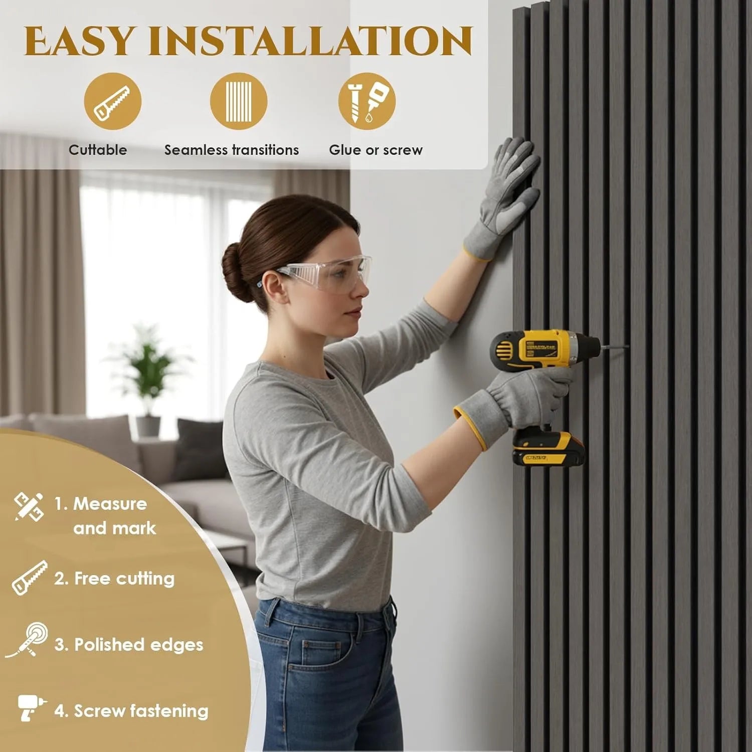 Houten Akoestische Panelen 120x60 cm Set van 4 – Geluidsabsorberende Wandpanelen met Houtlook voor Interieur