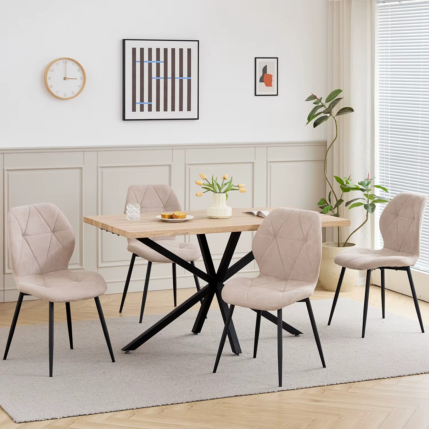 Moderne Rechthoekige Eettafel 140×80 cm – Met Metalen Onderstel voor 4–6 Personen