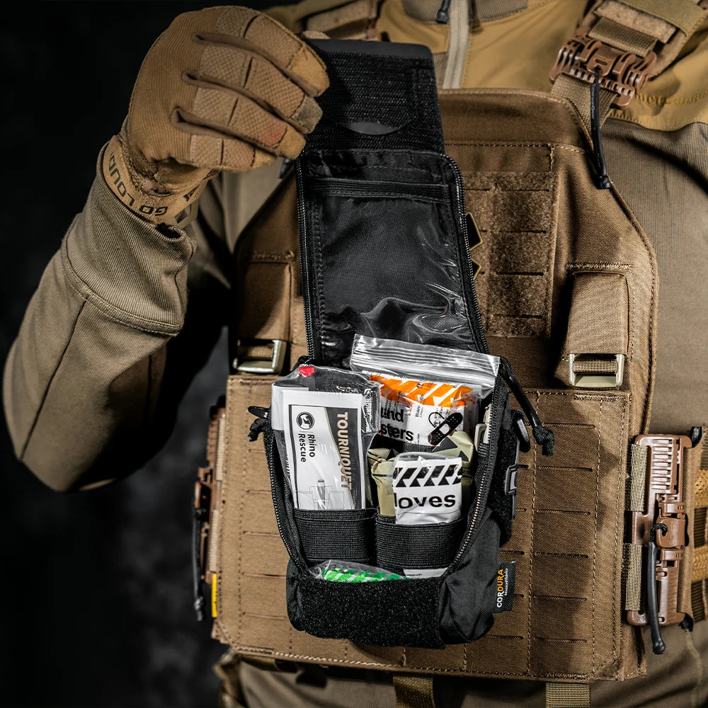 Tactische MOLLE IFAK EHBO‑kit met Tourniquet & Comprimeerd Gaas