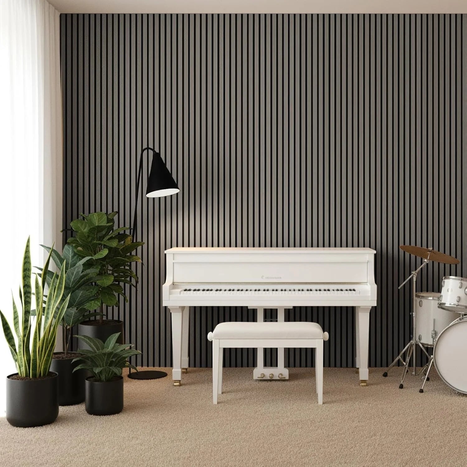 Houten Akoestische Panelen 120x60 cm Set van 4 – Geluidsabsorberende Wandpanelen met Houtlook voor Interieur