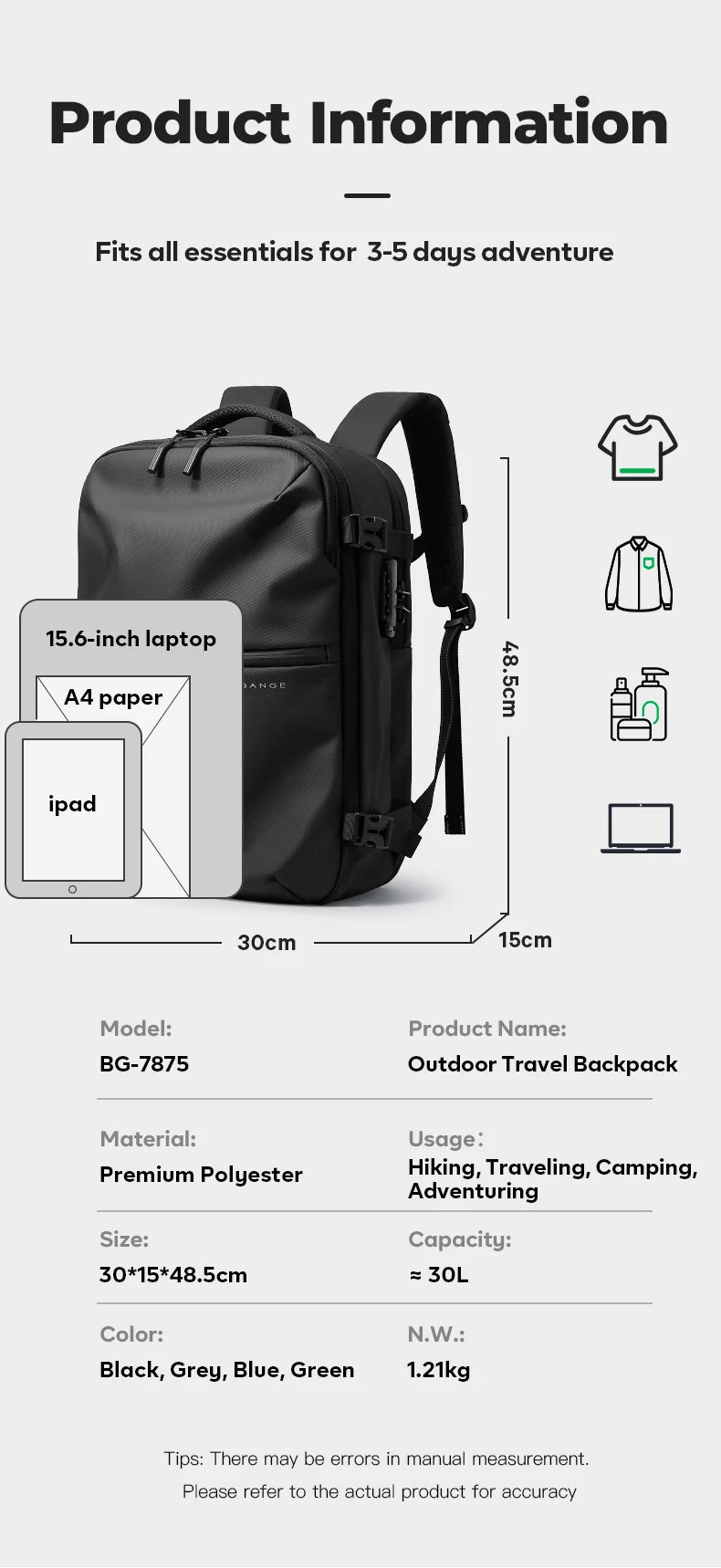 Anti‑diefstal Waterdichte Laptop Rugzak 15.6 Inch – Handbagage Reistas met Wet & Dry Scheiding