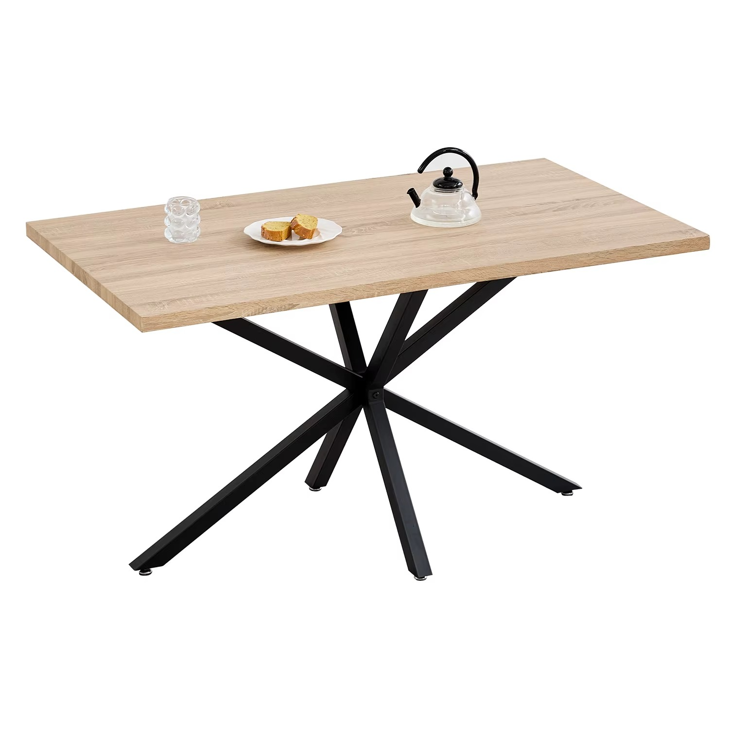 Moderne Rechthoekige Eettafel 140×80 cm – Met Metalen Onderstel voor 4–6 Personen
