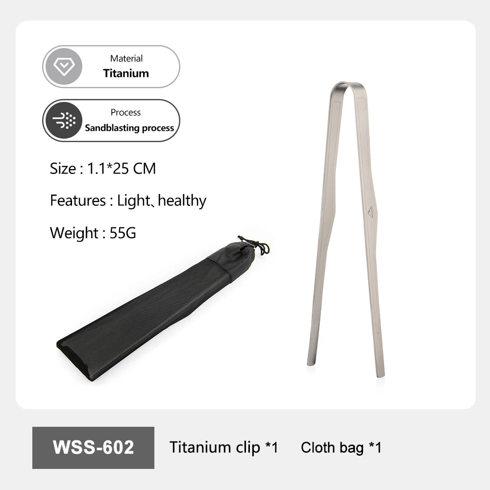 Titanium Ultralichte Camping Voedselclip – Anti‑Slip & Gebogen Outdoor Tang