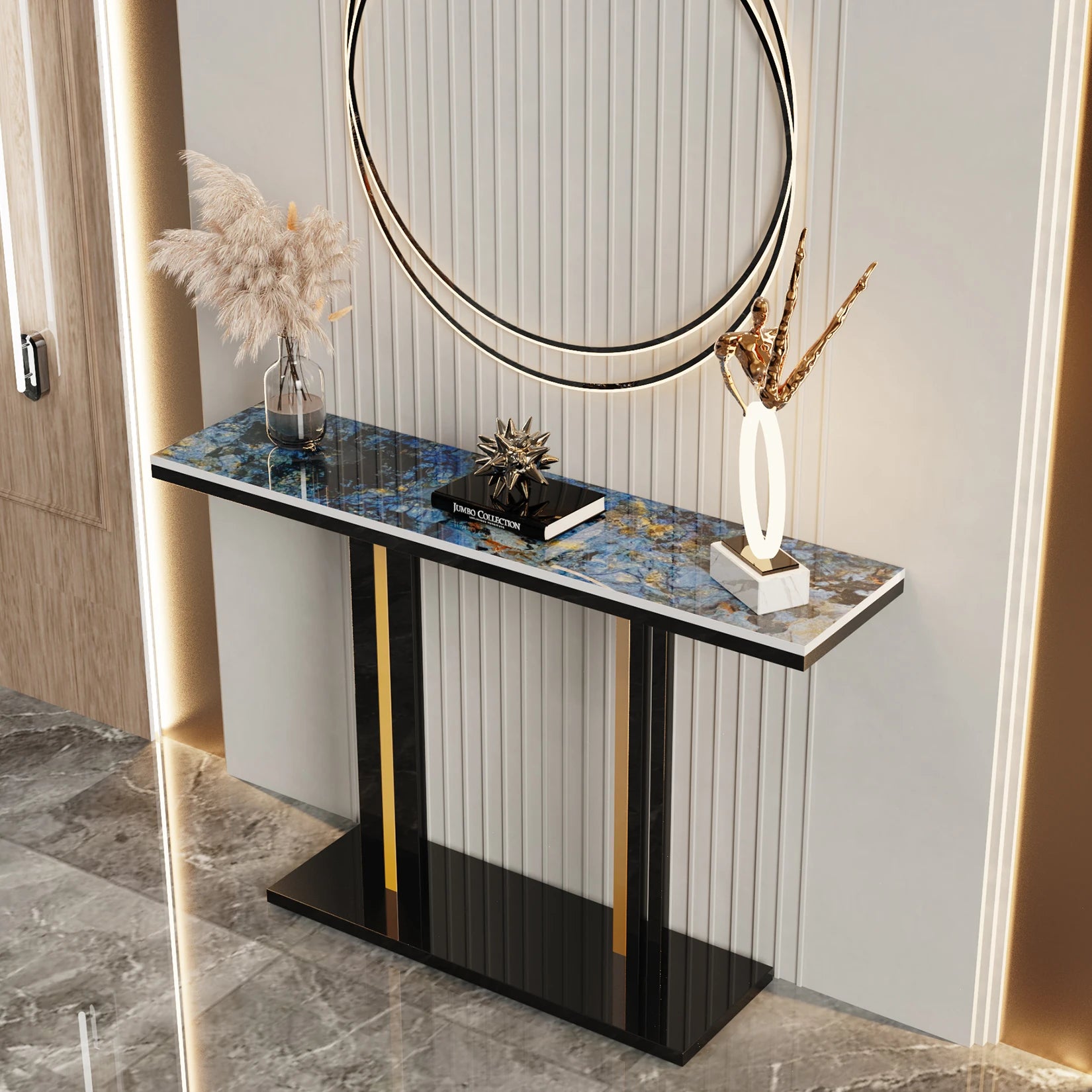 Moderne Console Tafel met Sintered Stone Blad – Smalle Haltafel / Wandtafel Luxe Design 118 cm