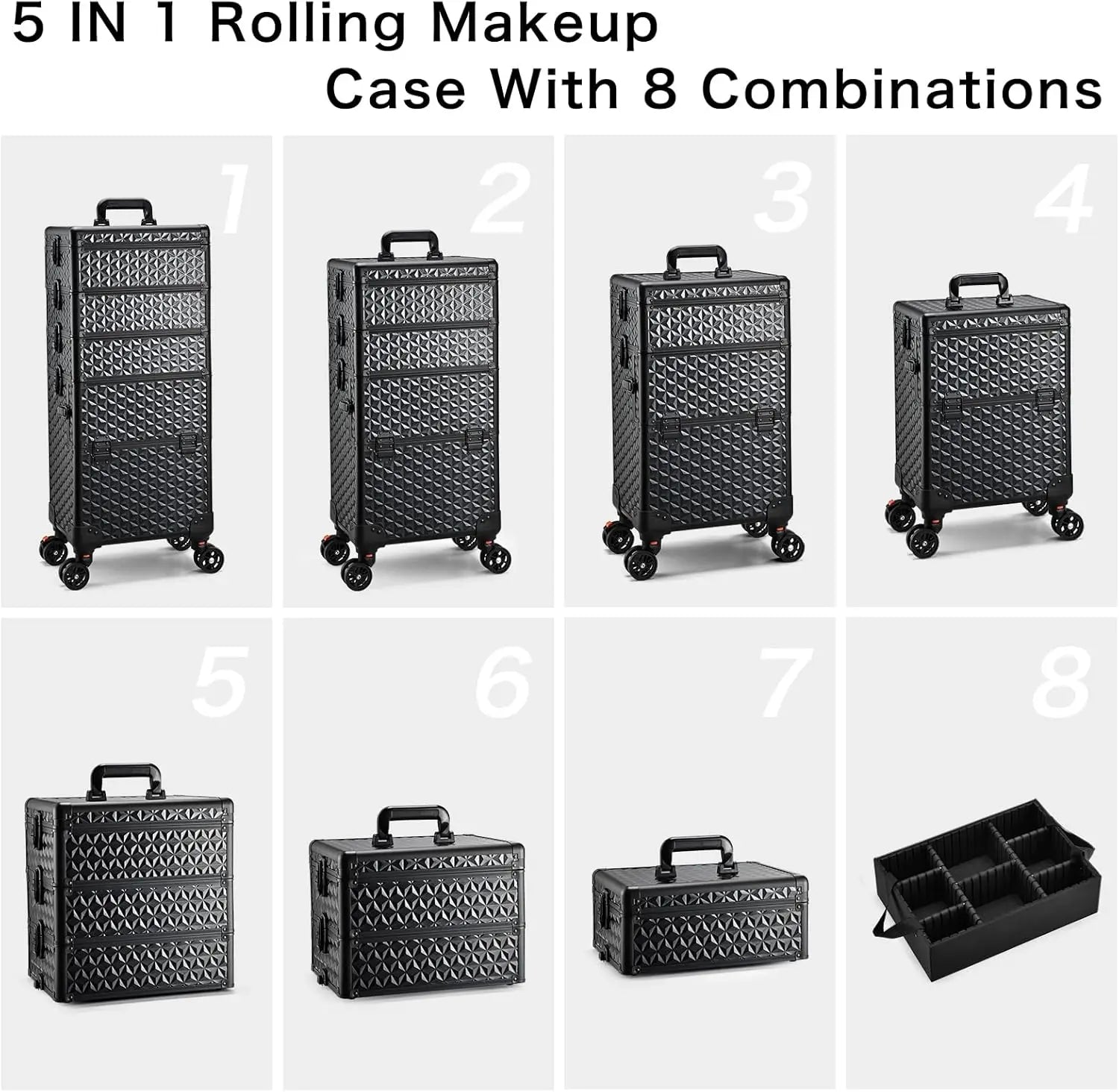 Professionele Make-up Trolley Extra Groot – Rollende Cosmetica Koffer met Wielen en Uittrekbare Handgreep – Organizer voor Visagisten en Thuisgebruik