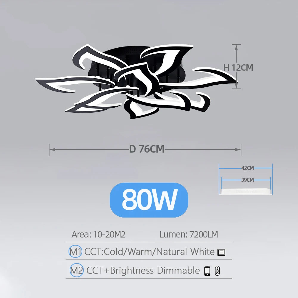 LED Plafondlamp Modern met Afstandsbediening & App – Dimbare Acryl Plafondkroonluchter voor Woonkamer, Eetkamer & Slaapkamer
