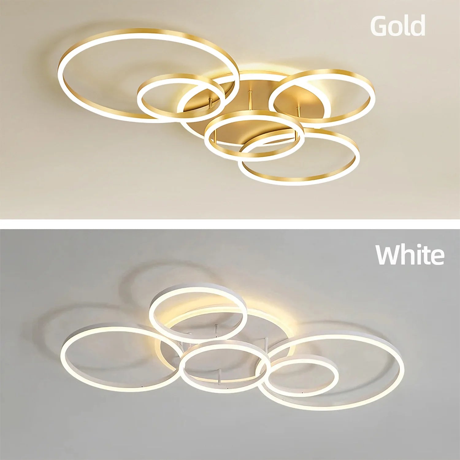 Slimme LED Kroonluchter Ring Design – Dimbare Plafondlamp met Afstandsbediening