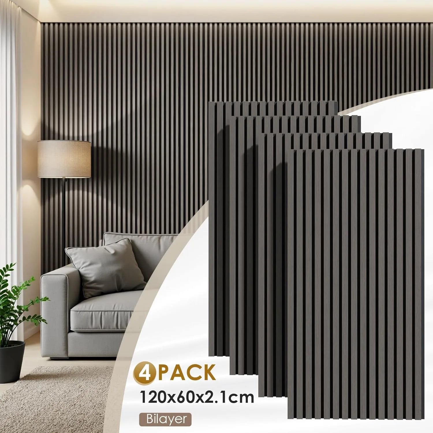 Houten Akoestische Panelen 120x60 cm Set van 4 – Geluidsabsorberende Wandpanelen met Houtlook voor Interieur