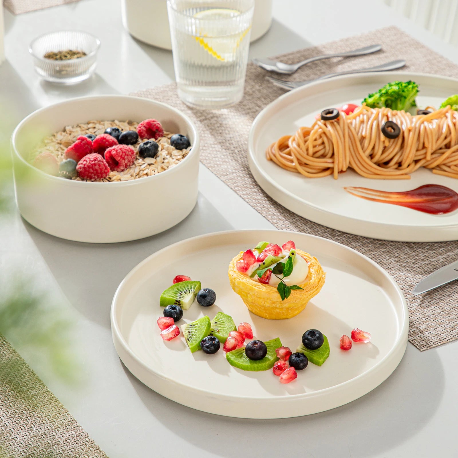 24-delige Serviesset van Steengoed Keramiek – Cream White Vierkant Servies voor 8 Personen