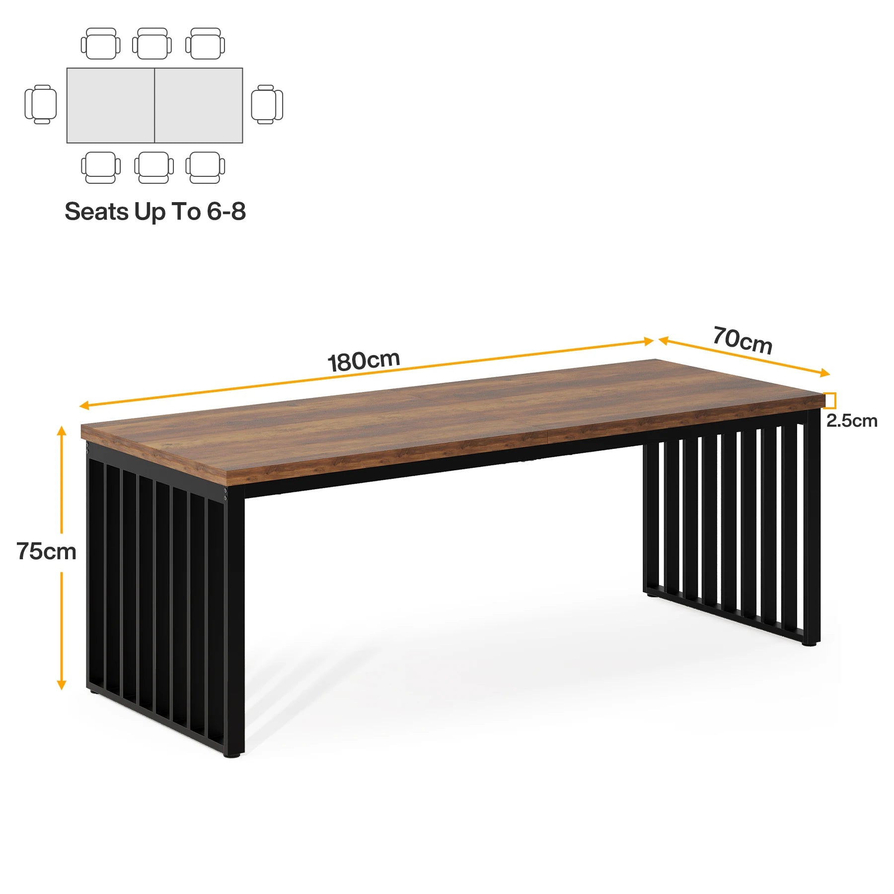 Industriële Eettafel 180 cm – Houten Tafel voor 4–6 Personen