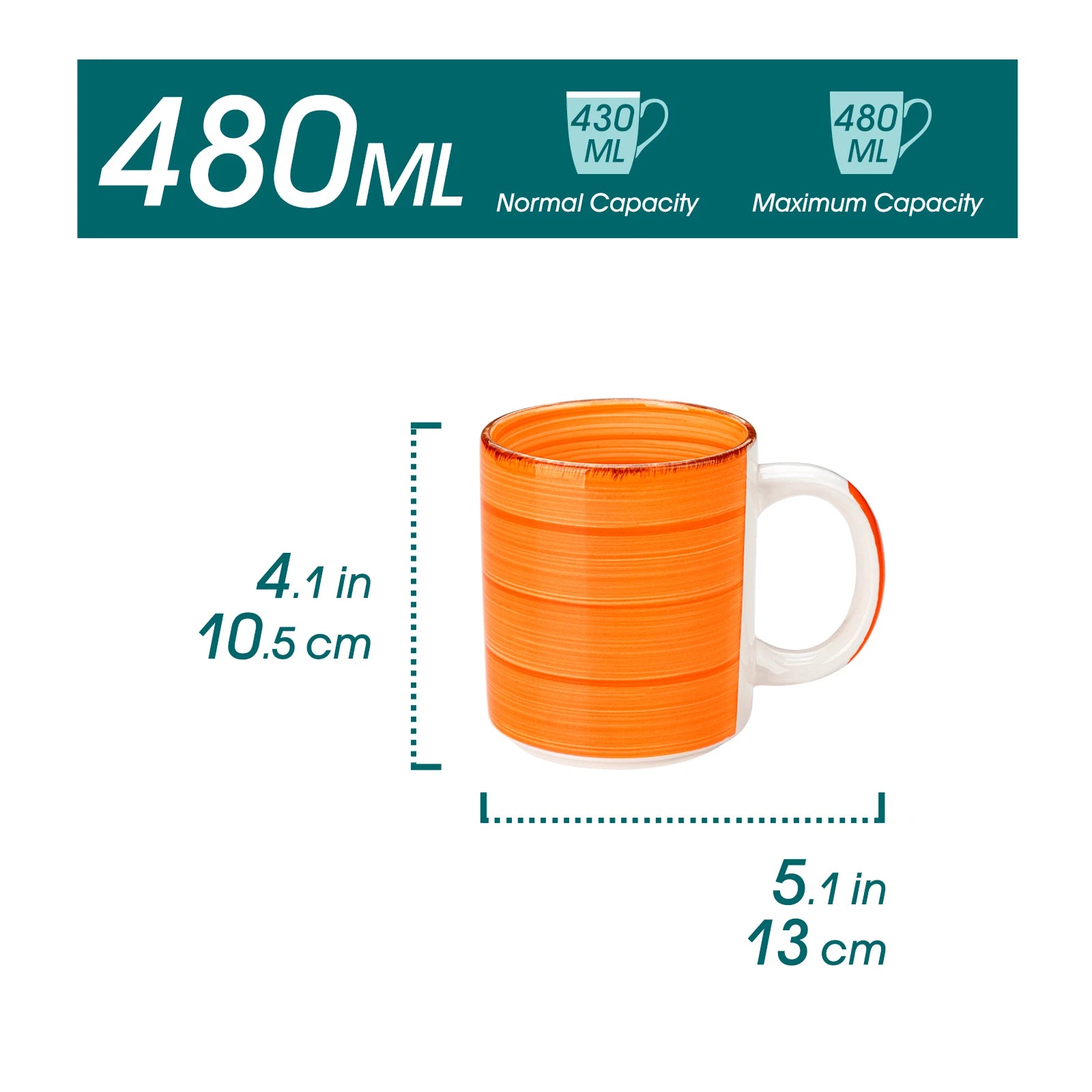 Grote Keramische Koffiemokken Set 6 Stuks 500ML – Kleurrijke Steengoed Mokken – Magnetron & Vaatwasserbestendig