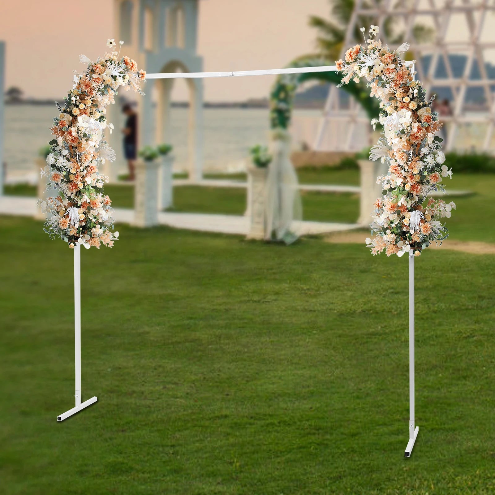 Verstelbare Bruiloft Boog Standaard 2x2m – Wit Metalen Frame voor Feestdecoratie, Bruiloften en Fotoshoots