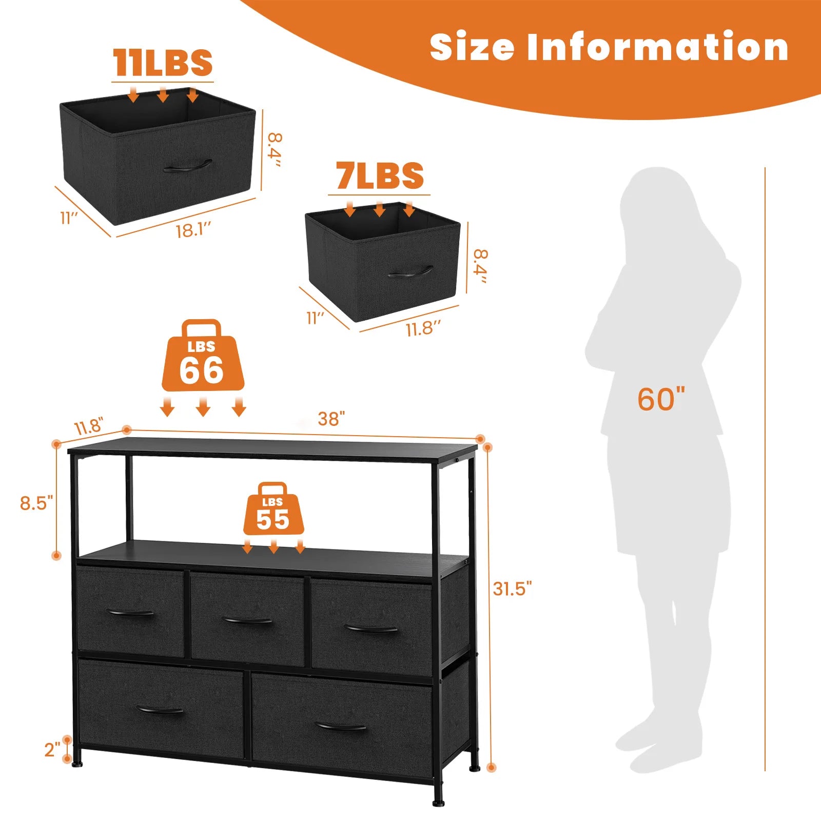 Ruime 5‑lade Schoenenkast en TV‑Meubel – Multifunctionele Opbergkast voor Woonkamer & Hal – Schoenenrek, Kleding & Accessoires Organizer