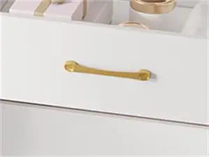 Moderne Witte Kaptafel met Spiegel, Planken en 2 Lades – Kaptafel voor Slaapkamer met Instelbare Verlichting