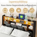 Gestoffeerd Tweepersoonsbed 140x200 cm met LED‑verlichting, USB‑Oplaadpoort en Hydraulische Opbergruimte