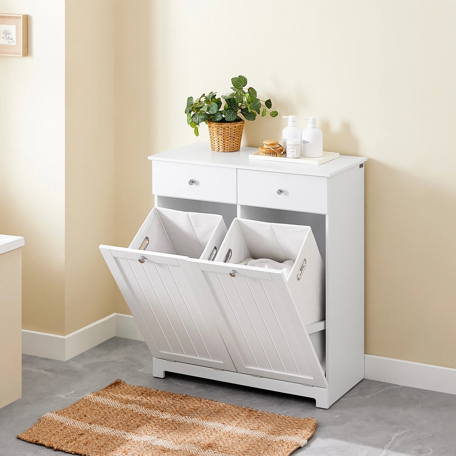 Badkamerkast met wasmand – Praktische opbergoplossing voor badkamer en wasruimte