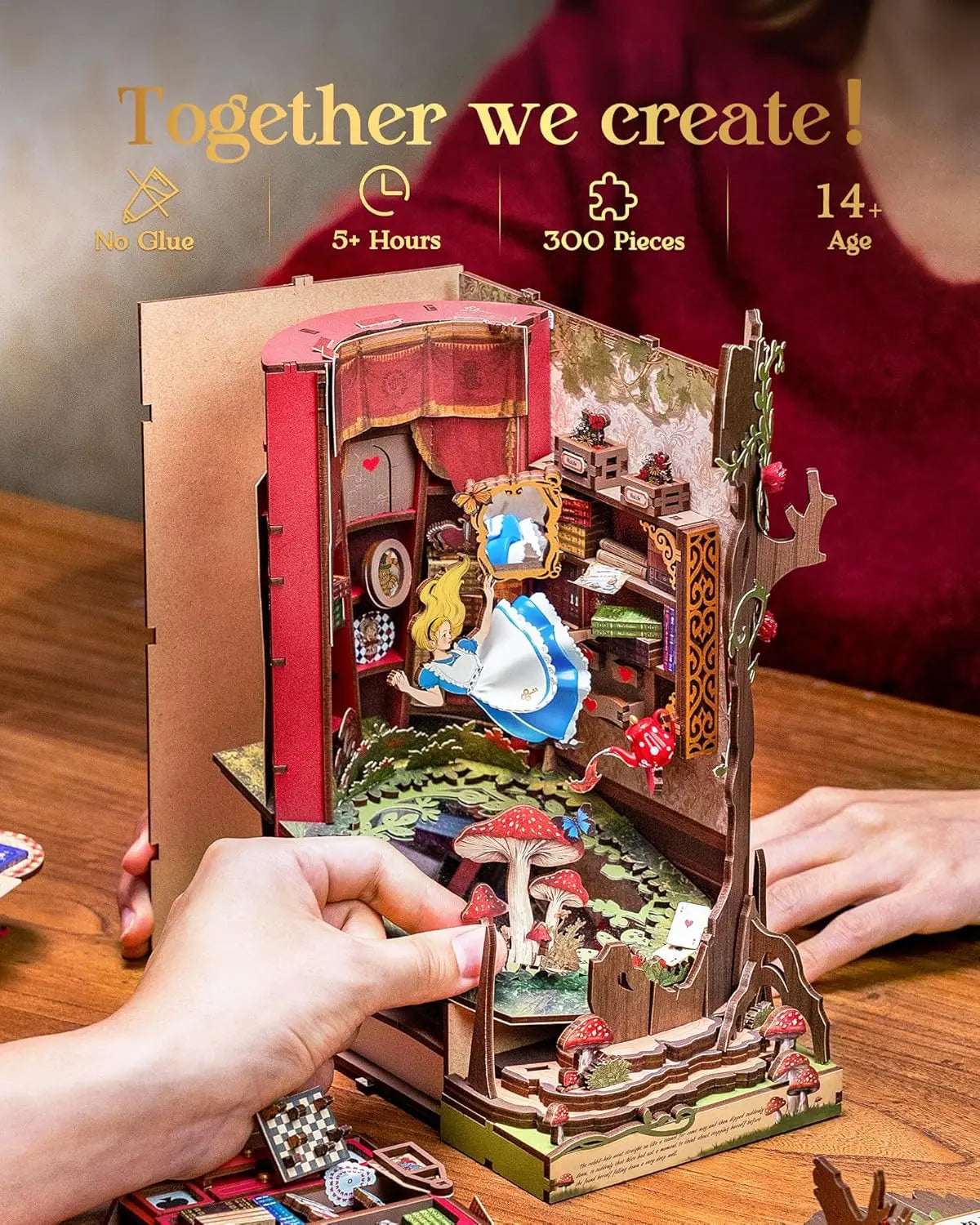 DIY Miniatuur Book Nook Kit – Houten Sprookjeshuis met LED Verlichting – Creatieve Puzzel voor Volwassenen en Kinderen