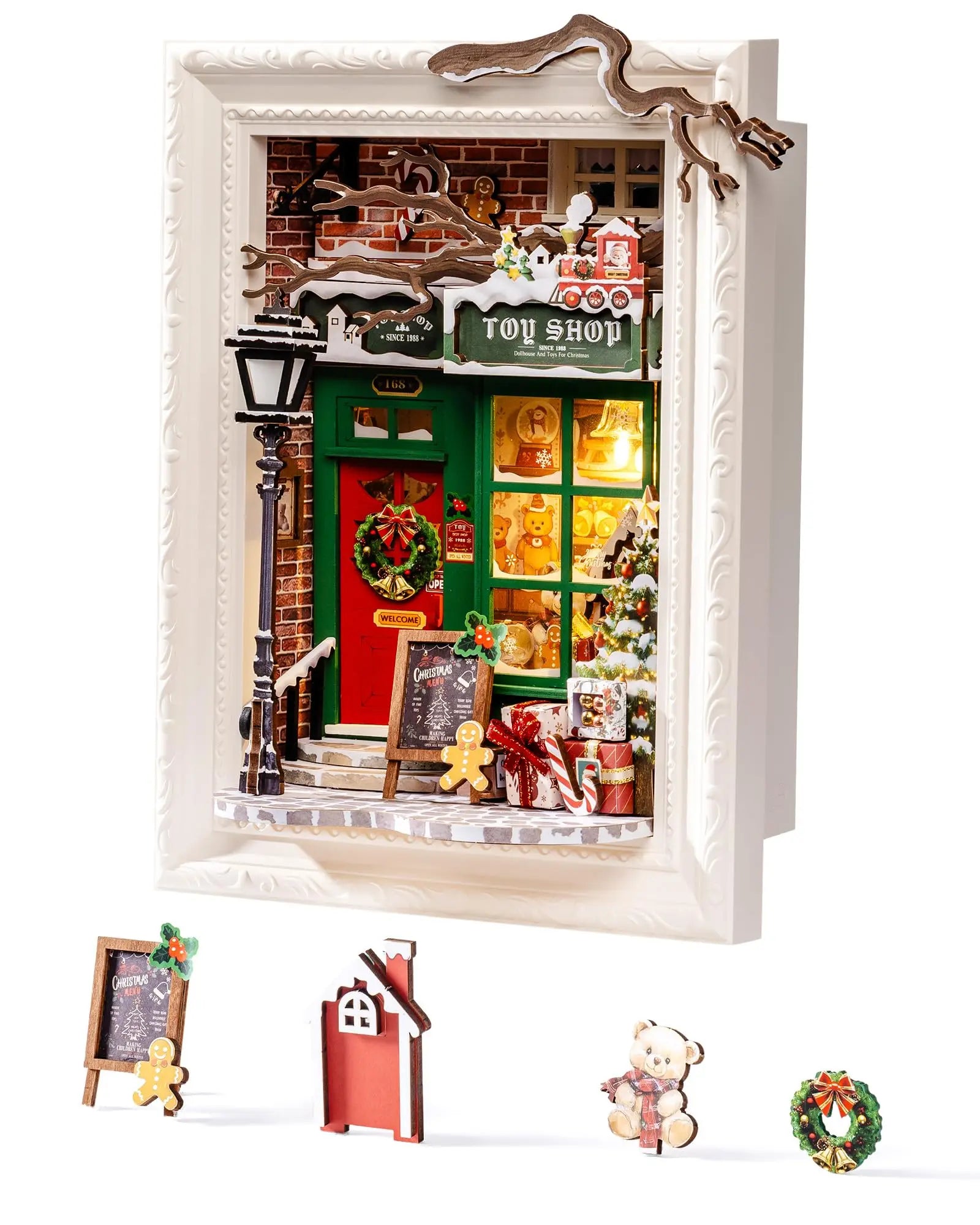 3D LED Kerst Diorama Houten Puzzel – Sfeervolle Kerstdecoratie & Creatief Cadeau voor Volwassenen
