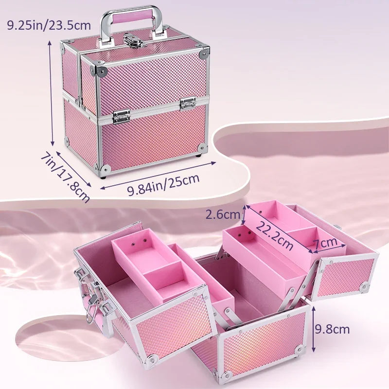 Draagbare Make-up Train Case – 4 Lades Organizer Koffer – Waterdicht en Reisklaar