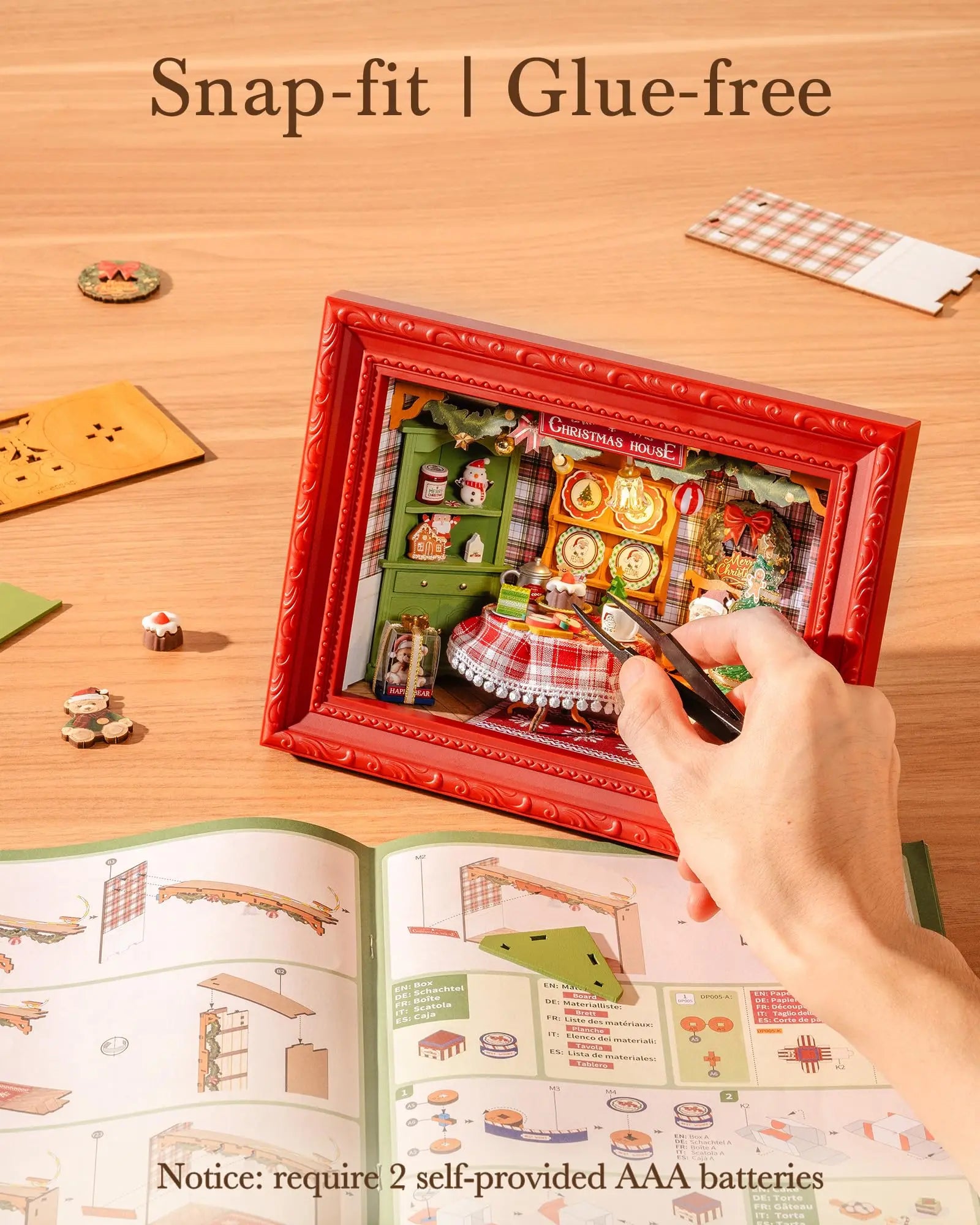 3D LED Kerst Diorama Houten Puzzel – Sfeervolle Kerstdecoratie & Creatief Cadeau voor Volwassenen