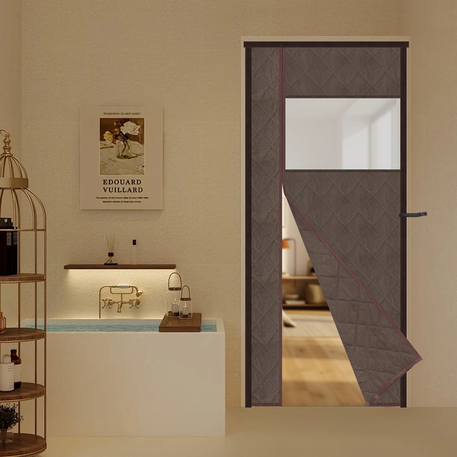 Thermisch Isolerend Magnetisch Deurgordijn – 95×210 cm Zwart/Grijs