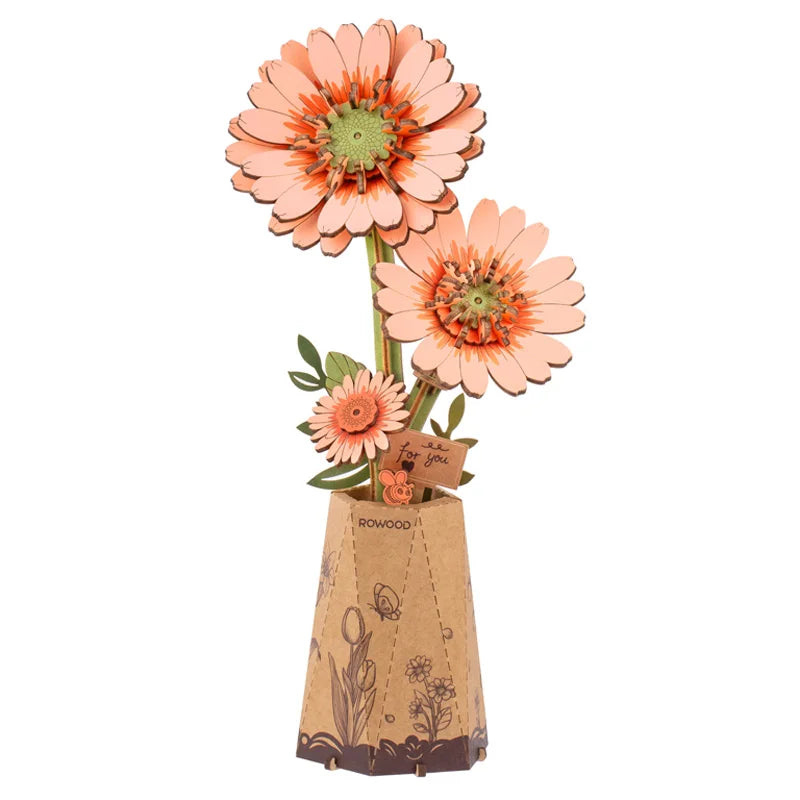 3D Houten Puzzel Doe-Het-Zelf – Creatieve Bloemen Bouwset voor Vrouwen – Kerstcadeau & Decoratie