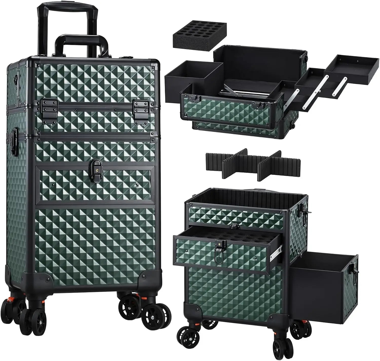 Professionele Rollende Make-up Koffer met Wielen en Laden – Grote Train Case voor Cosmetica – Reiskoffer voor Schoonheidsspecialisten