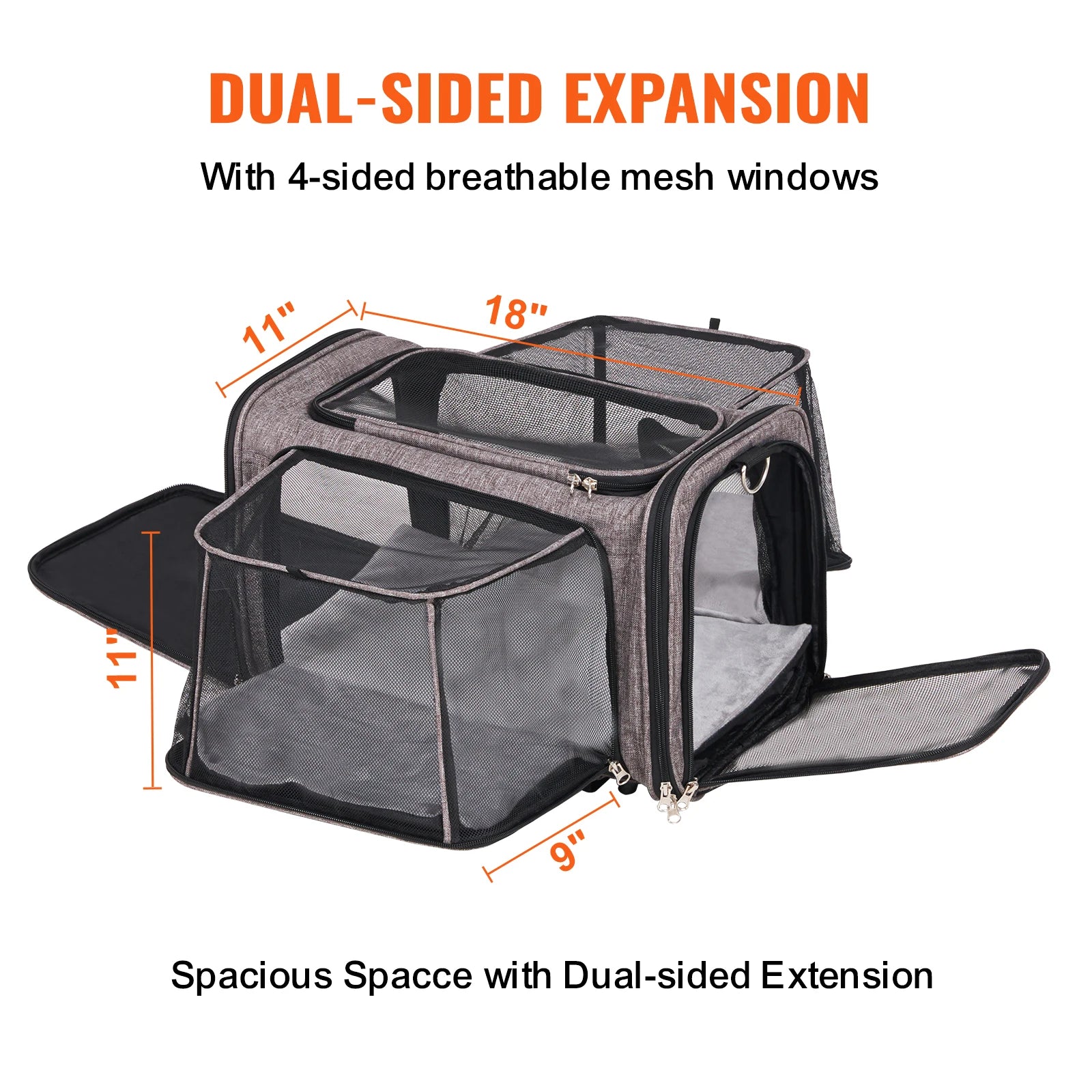 Opvouwbare Reismand voor Kat & Hond met Wieltjes – Comfortabele Trolley Draagtas tot 15,8 kg