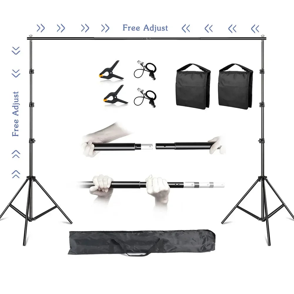 Verstelbare Achtergrond Steun Kit – Fotografie Statief Systeem met Draagtas – Professionele Fotostudio Achtergronden