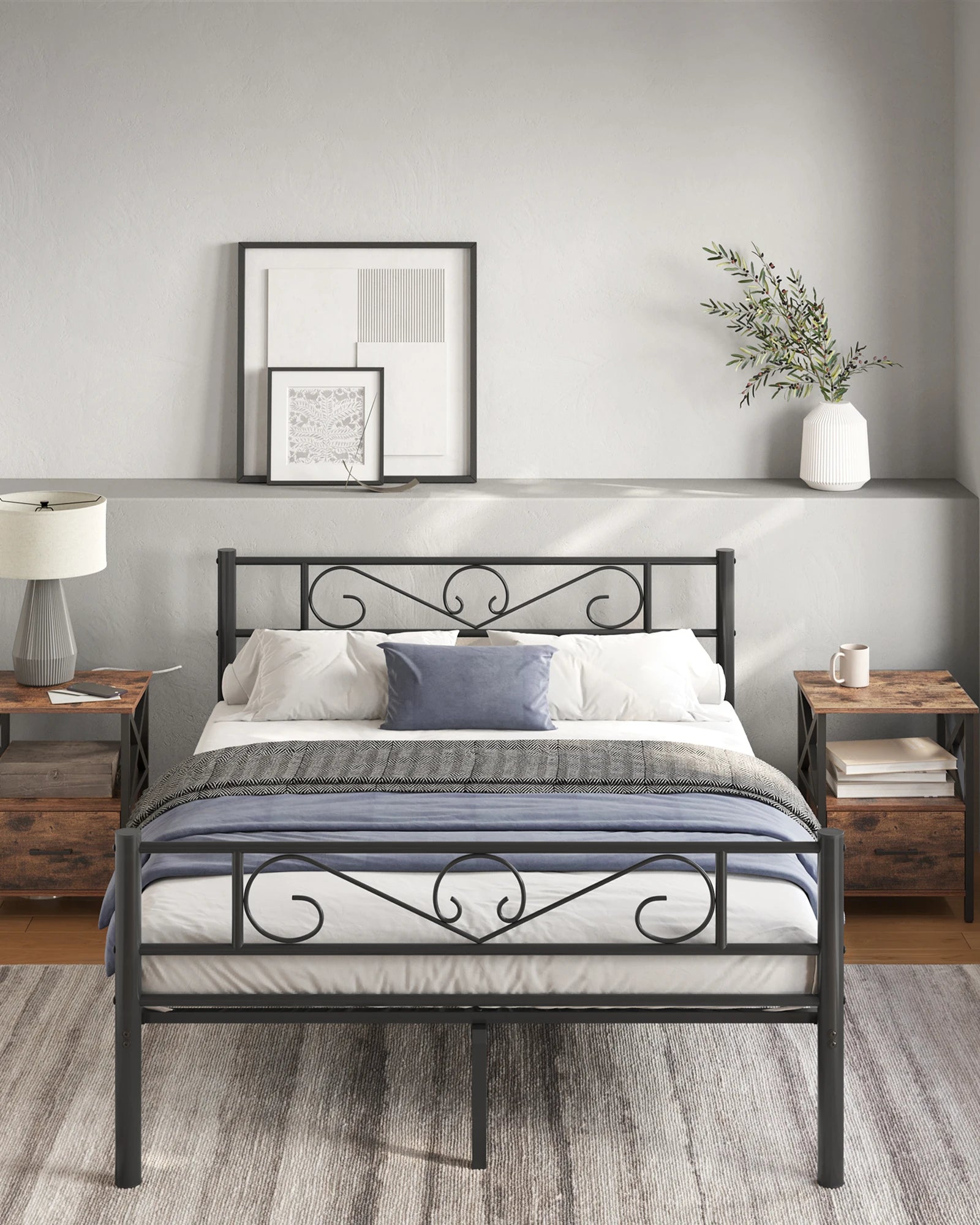 Metalen Tweepersoons Bedframe 140x200 cm – Stevig Staal, Industrieel Design, Zwart