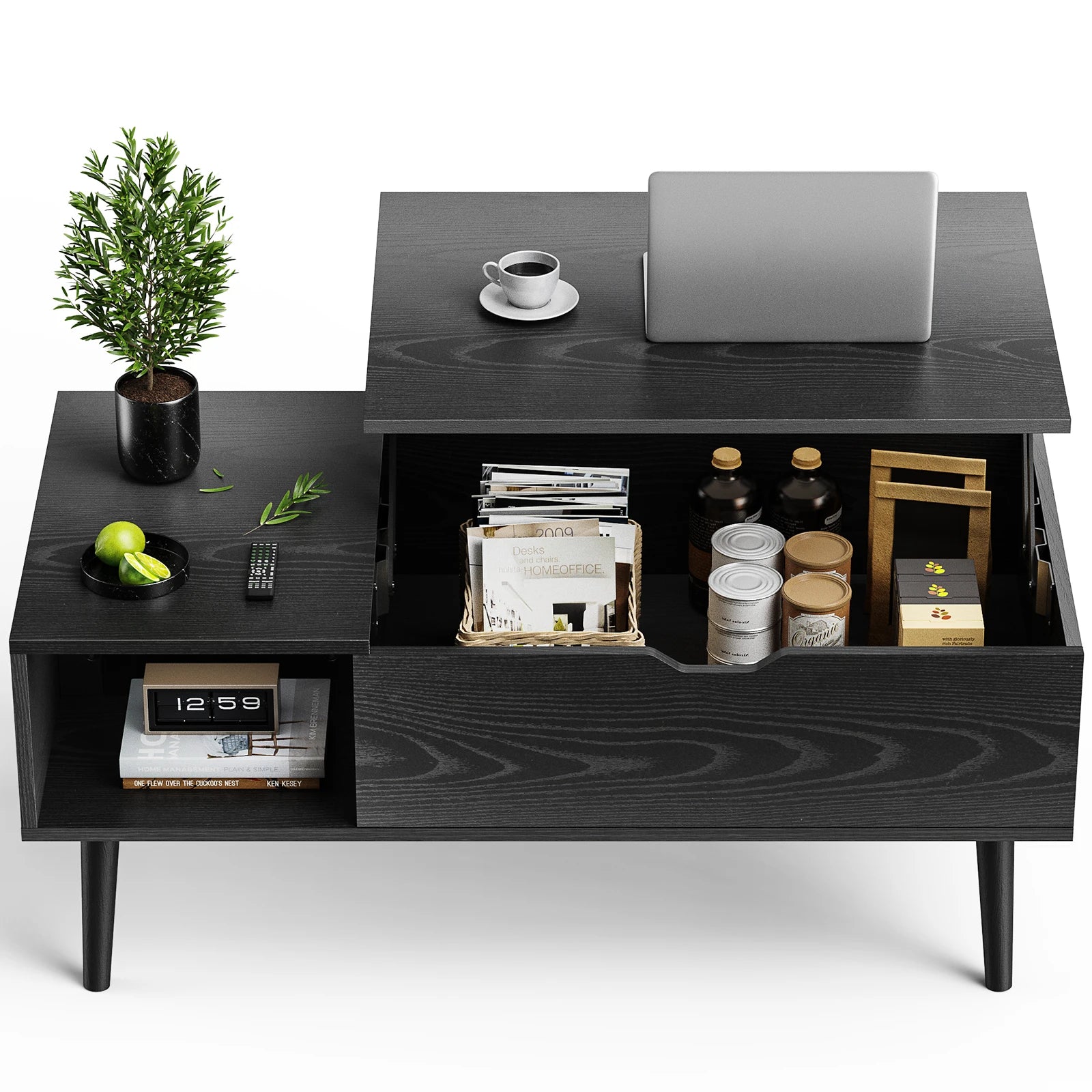 Verstelbare Salontafel met Lift‑Top en Opbergruimte – 100 × 50 cm
