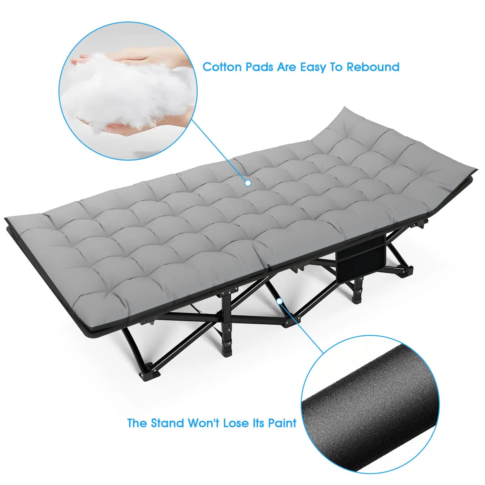 Opvouwbaar Campingbed voor Volwassenen – Sterk, Draagbaar en Inclusief Matras & Draagtas