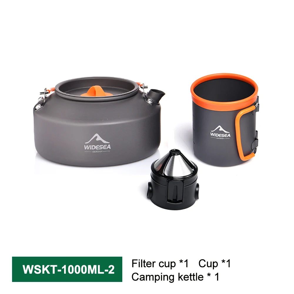 Camping kookset – Outdoor servies & kookgerei – Potten, waterketel, koffiekop & filters – voor wandelen, picknick, reizen