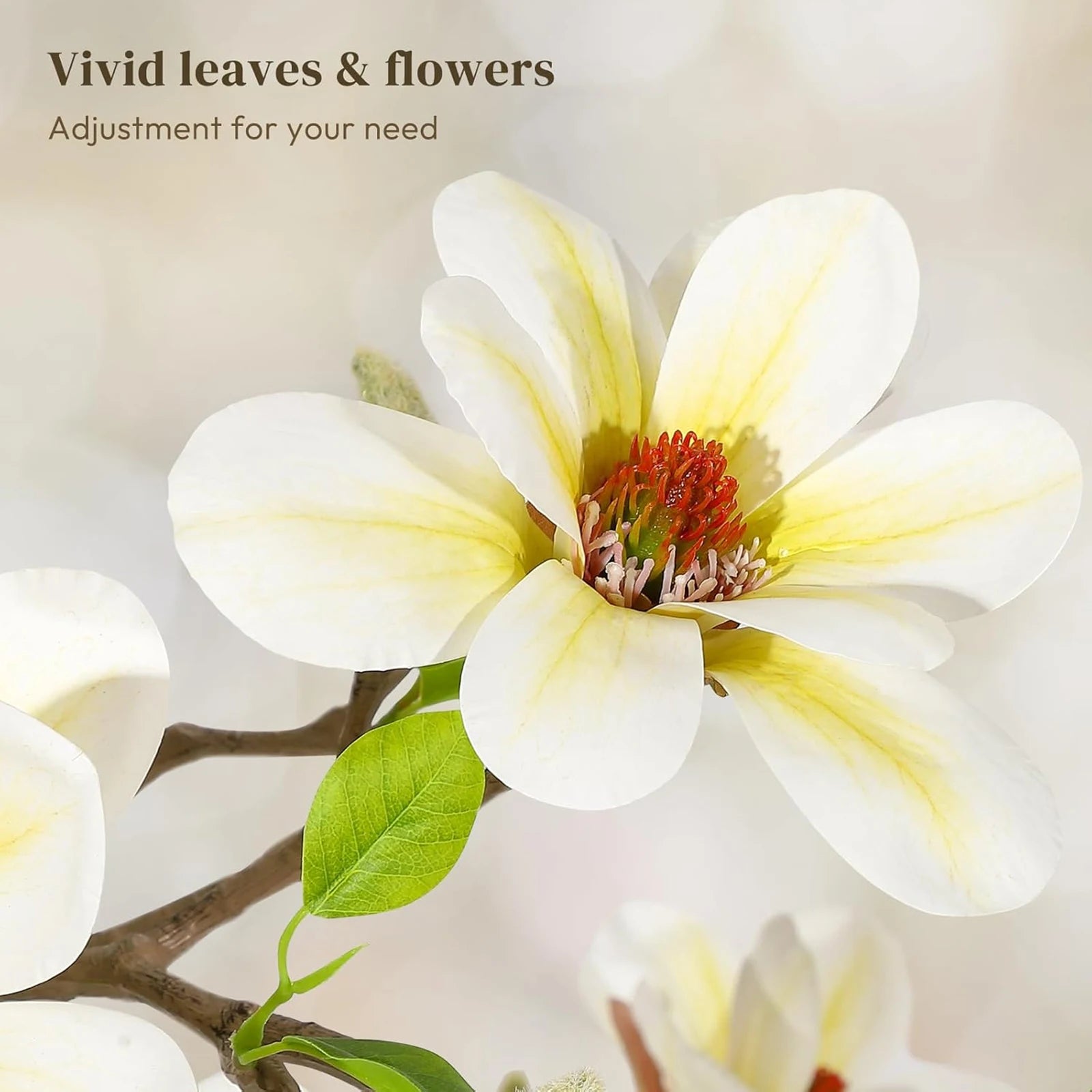 Kunstmatige Magnolia Plant 120–180 cm – Grote Nep Magnolia Boom voor Binnen & Buiten – Realistische Bloemen – Onderhoudsvrij – Luxe Woondecoratie