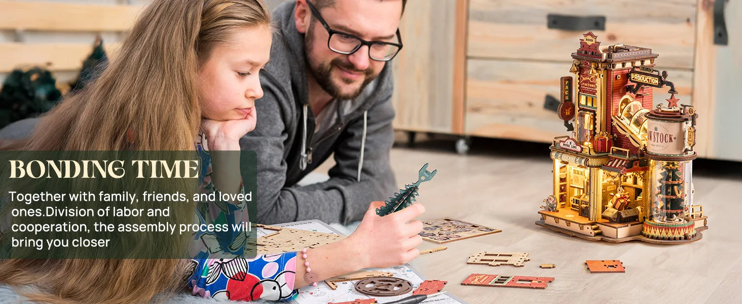 3D Houten Puzzel Dream Gift Factory – Mechanisch Model met Licht en Muziek – Bouwpakket voor Kinderen en Volwassenen