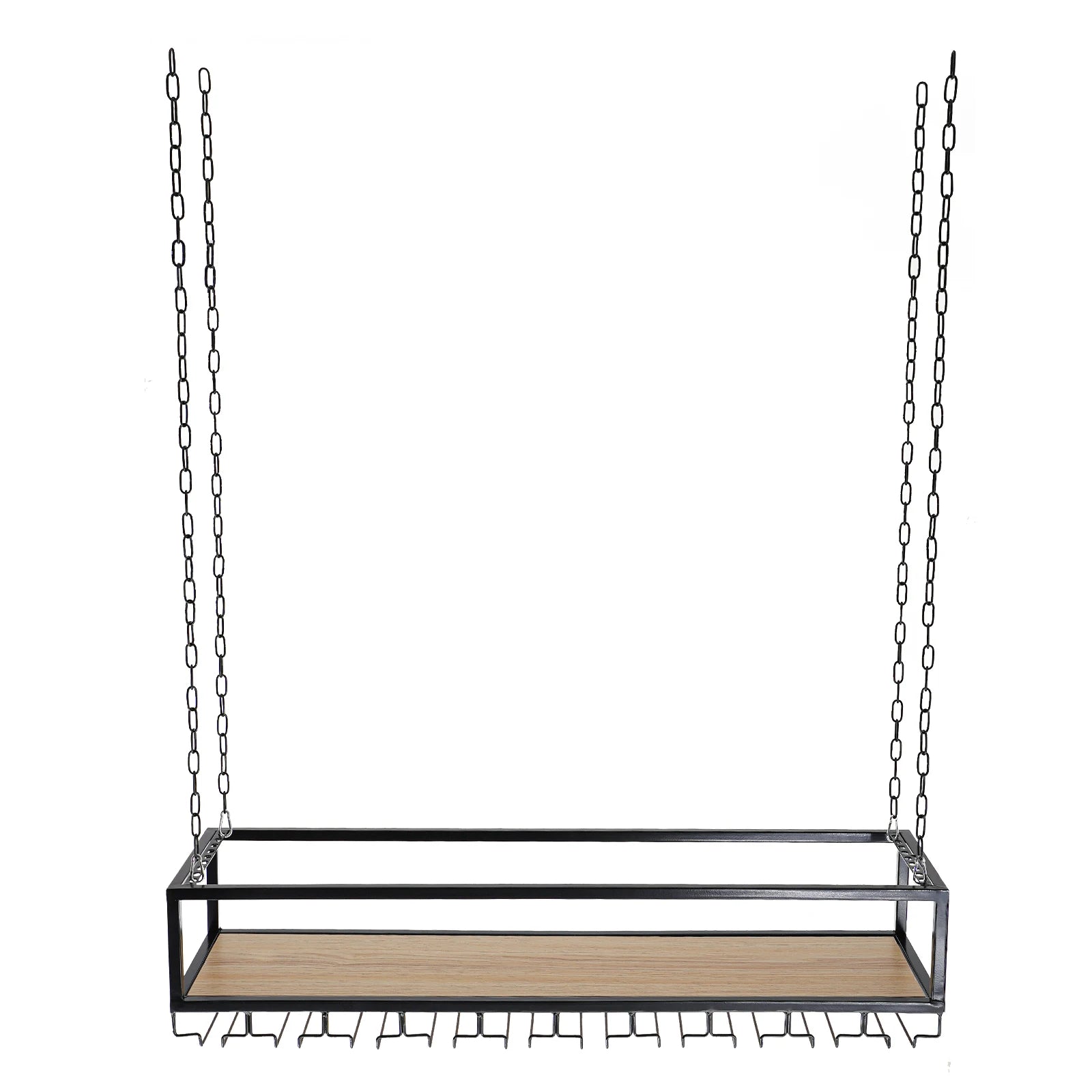 Hangend Wijnrek Industrieel met Glazenhouder – Vintage Plafond Wijnrek Metaal & Hout