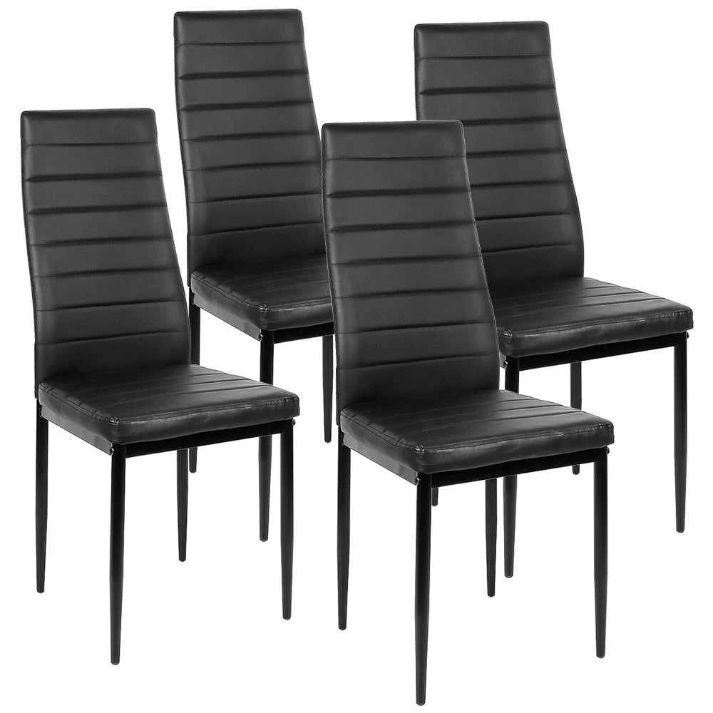 4‑delige moderne eetkamerstoelen set — PU leder met metalen poten, geschikt voor woonkamer, keuken & eetkamer