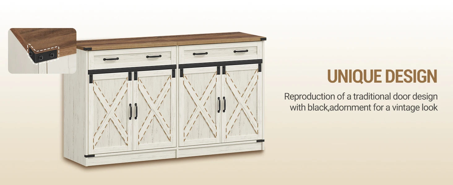 Ruime Keukenkast Sideboard met 1 Lade & 2 Deuren – Verstelbare Planken & Robuuste Opslagkast voor Woonkamer en Keuken