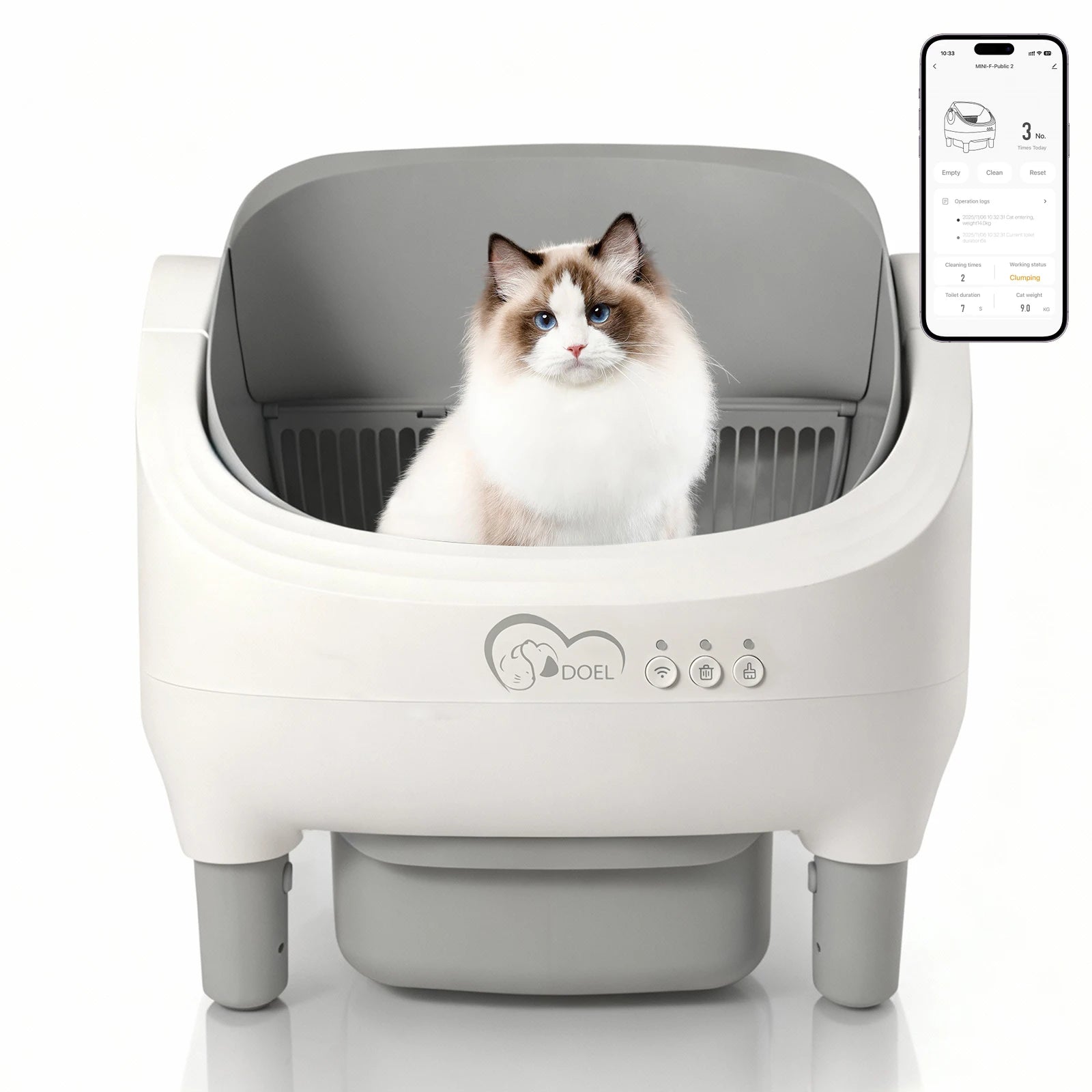 Automatische Kattenbak Zelfreinigend – Open-Top Kattenbak met App Bediening, Grote Capaciteit, Smart Litter Box met 2.4G WiFi