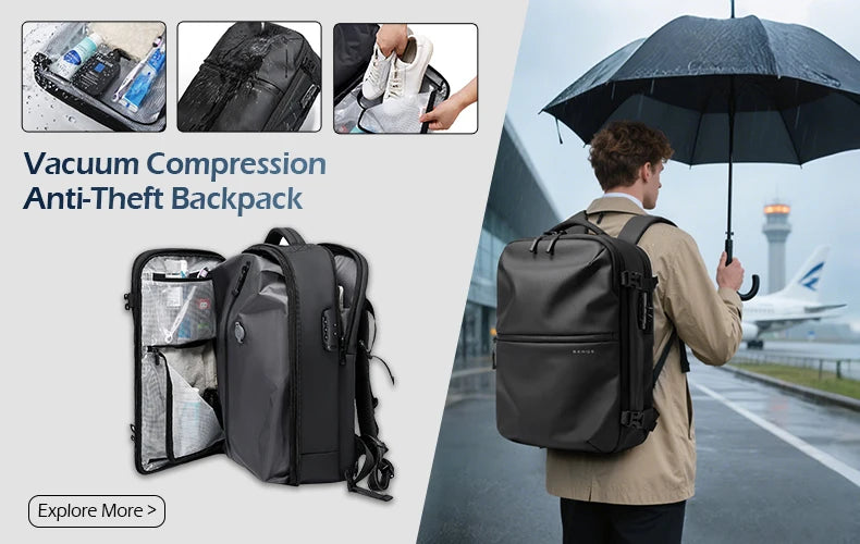 Grote Waterbestendige Rugzak – 36‑55L Voor Sport, Reis, Work & Outdoor Met Schoenvak & Laptopvak