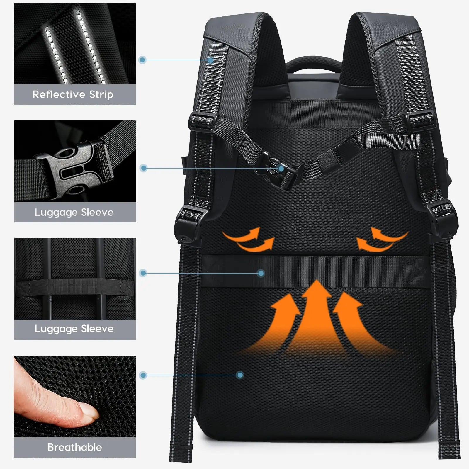 Anti‑diefstal Waterdichte Laptop Rugzak 15.6 Inch – Handbagage Reistas met Wet & Dry Scheiding