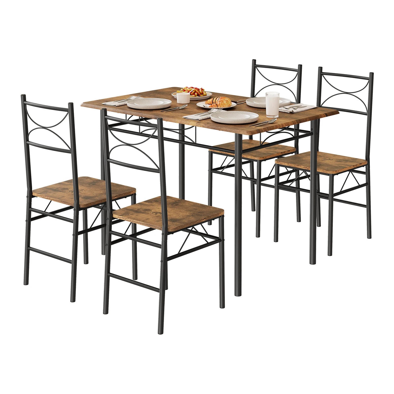 Eettafel Set voor 4 Personen – Rechthoekige Tafel met 4 Stoelen
