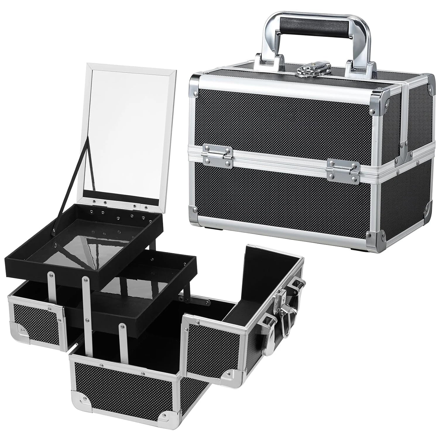 Draagbare Make-up Koffer met Lade, Spiegel en Slot – Make-up Organizer Reiskoffer voor Cosmetica