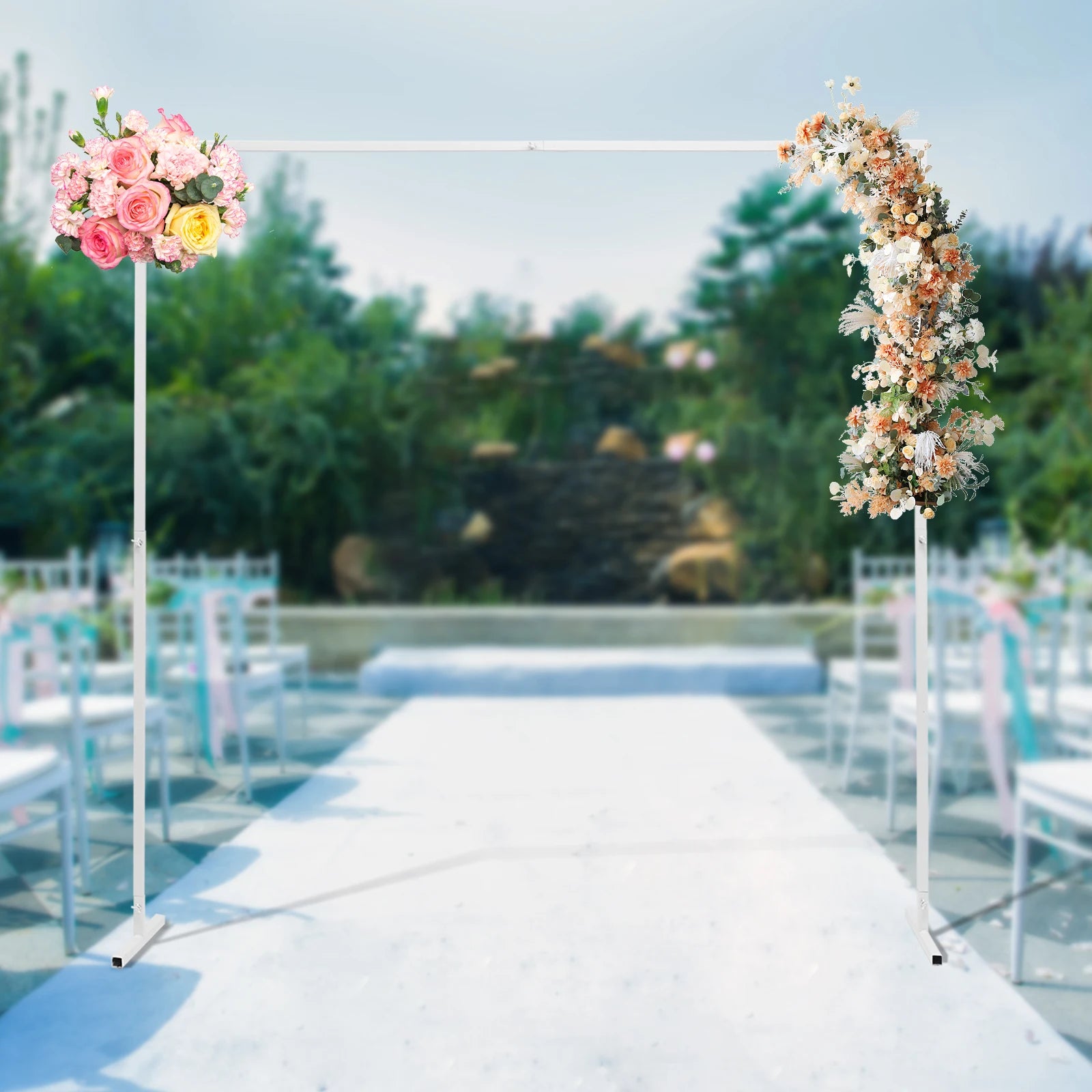 Verstelbare Bruiloft Boog Standaard 2x2m – Wit Metalen Frame voor Feestdecoratie, Bruiloften en Fotoshoots