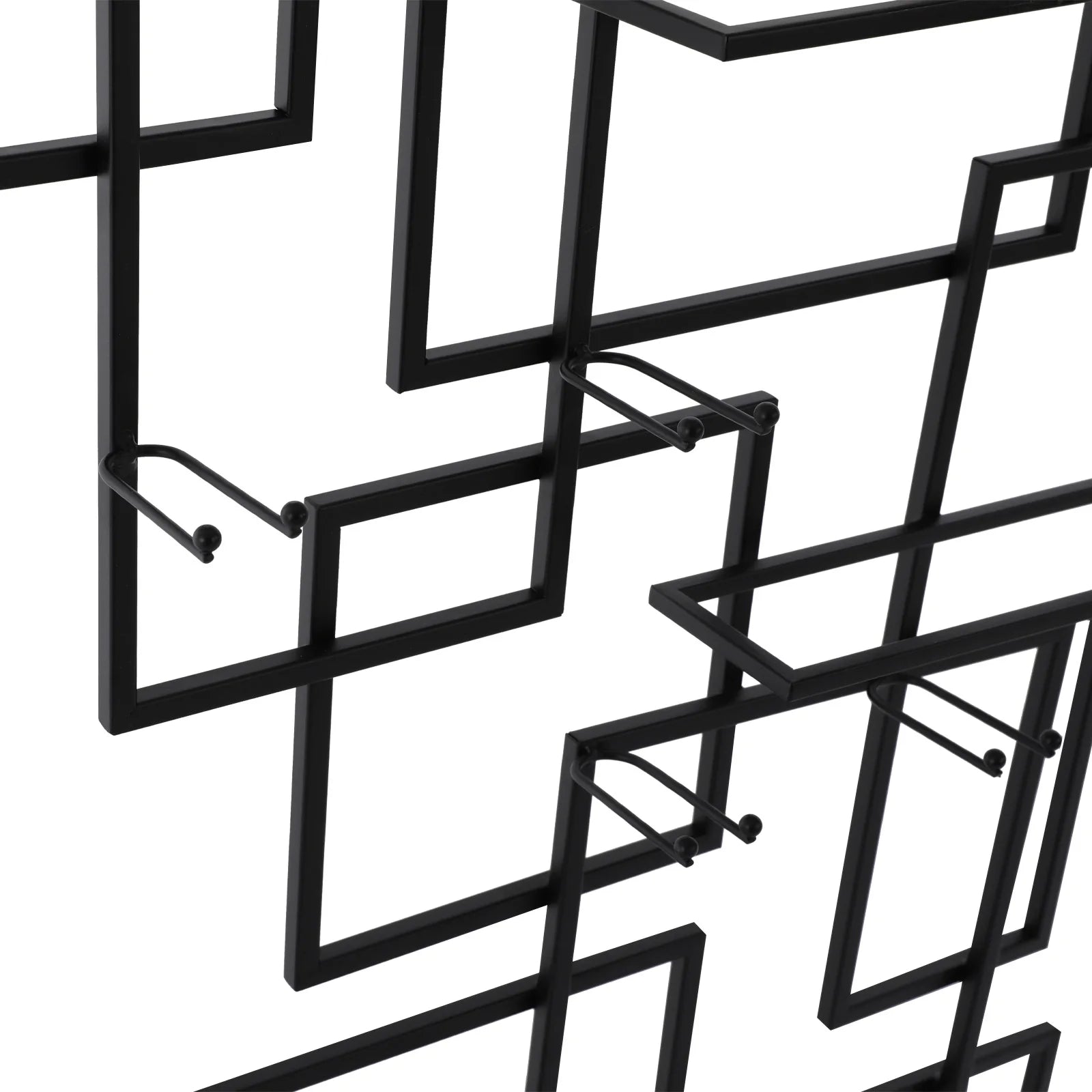 Wand Wijnrek Metaal Zwart – Modern Geometrisch Design – Wijnrek voor 10 Flessen – Industrieel & Luxe Wanddecoratie