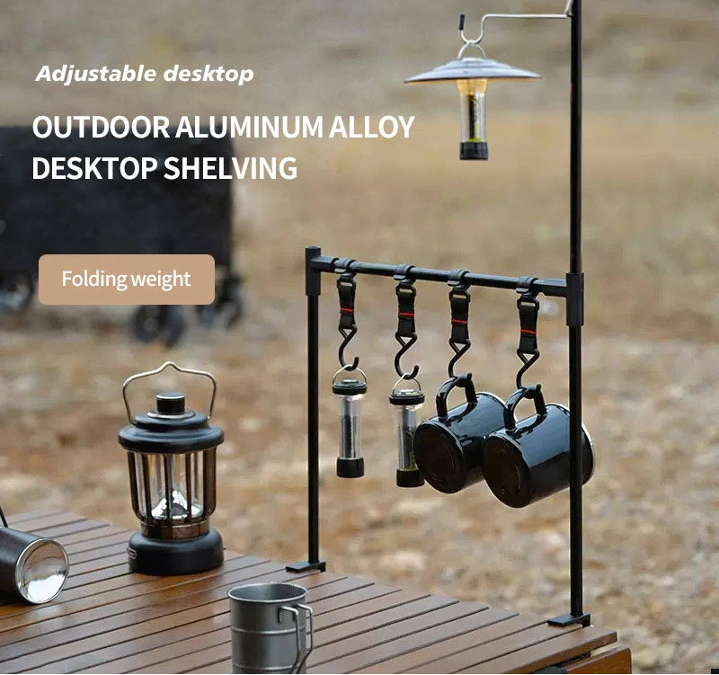 Draagbare Aluminium Camping Lantaarnstandaard en IGT Campingplank – Multifunctioneel Organisatiesysteem